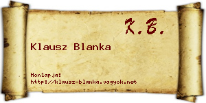 Klausz Blanka névjegykártya